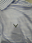 CALLAWAY GOLF MEN'S STRIPED GOLF POLO SHIRT SHORT SLEEVE - LARGE - WHITE/BLUE - Brand New