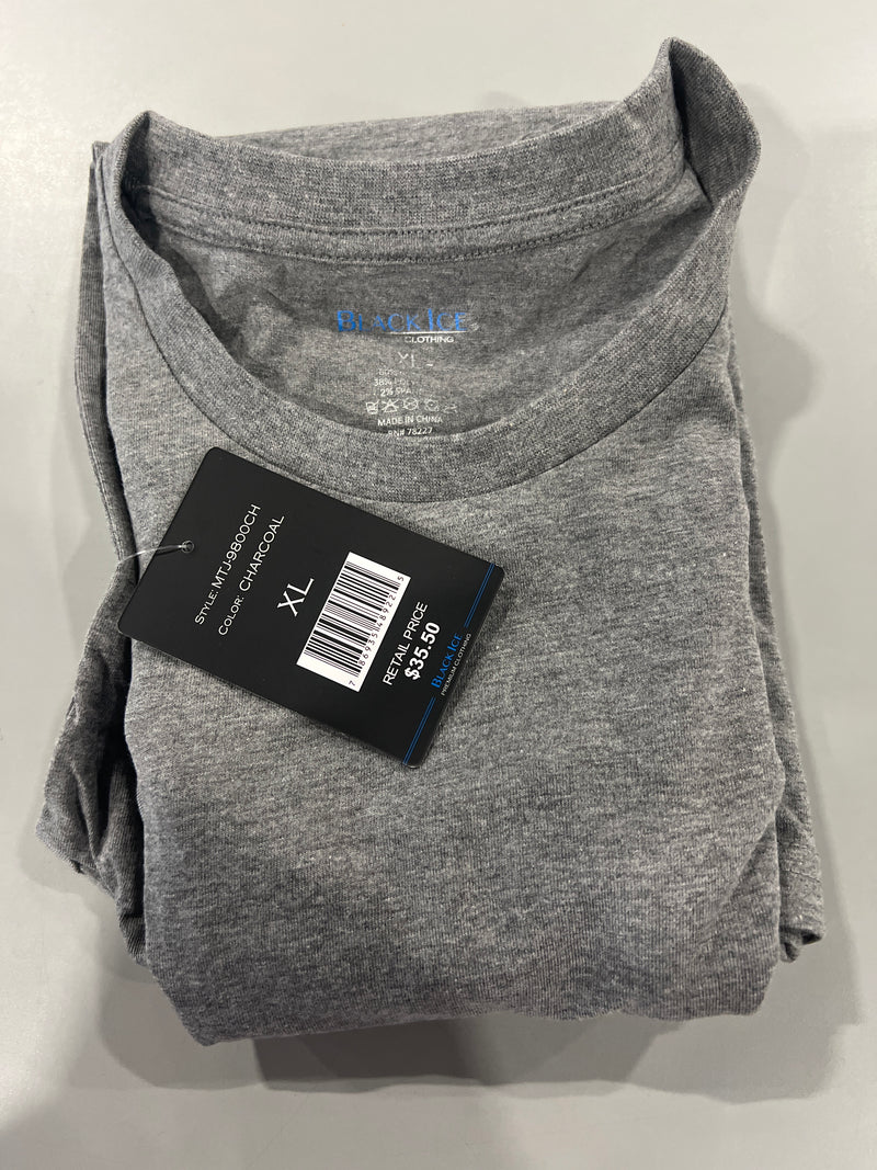 BLACK ICE PLAIN SHORT SLEEVE T-SHIRT - SIZE: MEN XL - CHARCOAL - Brand New