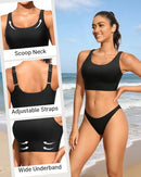 YONIQUE WOMEN SPORTS BRA BIKINI TOP SWIM BRA ATHLETIC BEACH SUIT WOMEN L - BLACK - Like New
