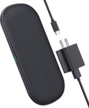 GuMosh Dual Wireless Charger 5 Coils Fast Pad Qi Charging Station T535-S - Black - Like New