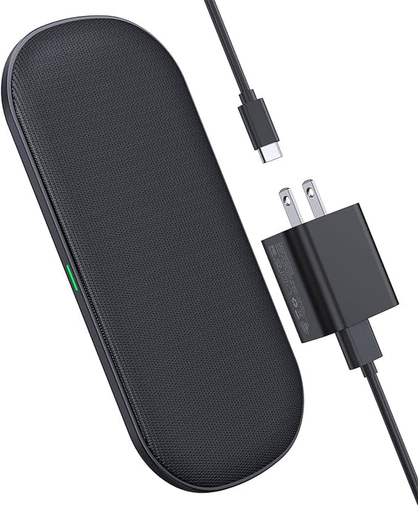 GuMosh Dual Wireless Charger 5 Coils Fast Pad Qi Charging Station T535-S - Black - Like New