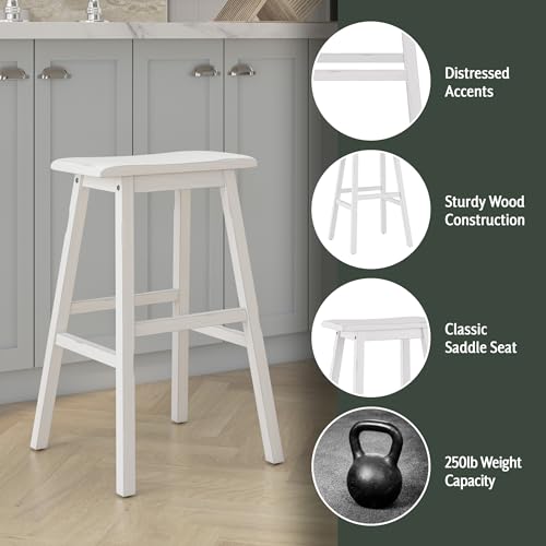 HILLSDALE MORENO WOOD BACKED BAR HEIGHT STOOL 29" HIGH 5580-831A - SEA WHITE - Brand New