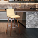 ARMEN LIVING VIENNA ROTATING BAR STOOL, CREAM FAUX LEATHER/WALNUT WOOD, 66 CM - Like New
