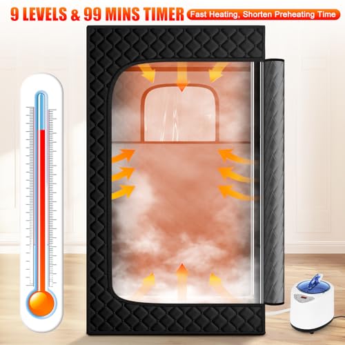 X-VACK SAUNA BOX PORTABLE STEAM SAUNA FOR HOME STEAMER 9 LEVELS - BLACK - Like New