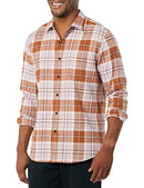 AMAZON ESSENTIAL MEN'S FLANNEL SHIRTS LONG SLEEVE SLIM-FIT BROWN/LILAC PLAID - Brand New
