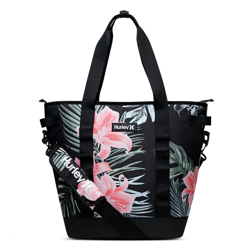 HURLEY COOLER TOTE BAG 19x7x14 - FLORAL/BLACK - Like New