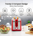 KOOC Toaster 2 Slice with Warm Rack, Retro B0914XXWCR - Red - Like New