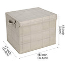 VENO 2 Pack Large Foldable Storage Bin with Lid (Cream/Windowpane) - New - Brand New