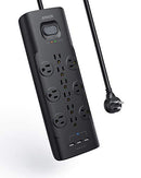 ANKER POWER STRIP SURGE PROTECTOR 12 OUTLETS & 3 USB-A A2762 - BLACK - Like New
