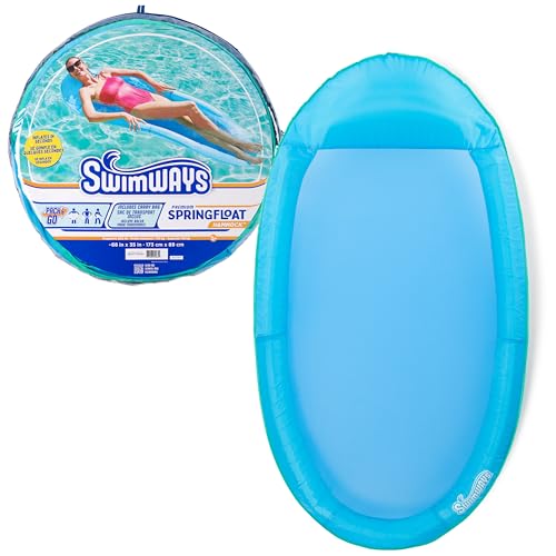 SWIMWAYS SPRING FLOAT INFLATABLE POOL LOUNGER HYPER-FLATE VALVE 6069485 BLUE - Like New