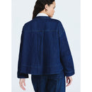 SCOOP WOMEN'S CROPPED OVERSIZED BUTTON-DOWN SHIRT - SIZE: WOMEN M - MEDIUM WASH - Brand New