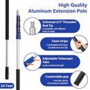 Telescoping Extension POle, 6-24FT Multipurpose Extendable POle - SILVER/ORANGE - Like New