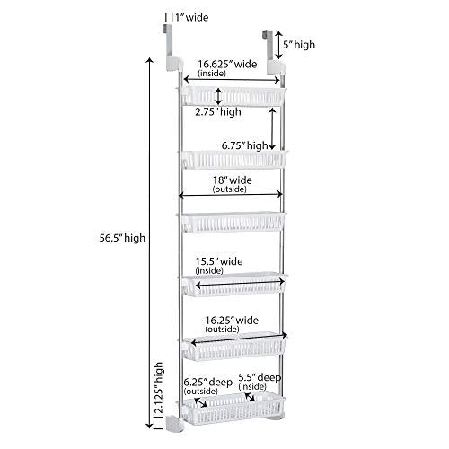 Household Essentials White 6-Tier Basket Over-The-Door Organizer - Like New