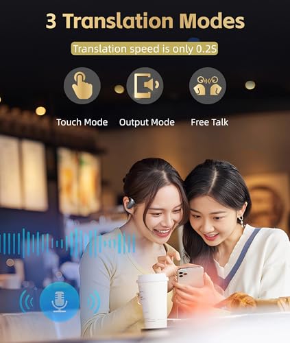 YOIDESU LANGUAGE TRANSLATOR EARBUDS, BT 5.3, 144 LANGUAGES, JR07 - BLACK - Like New