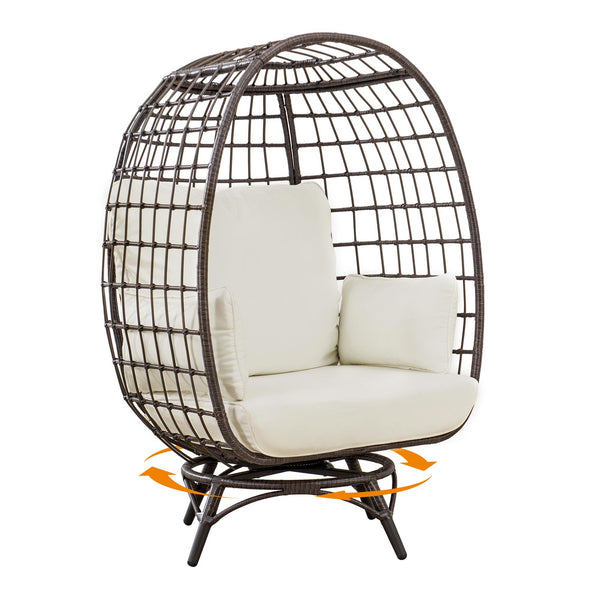 SUNJOY CUDDLE WICKER SWIVEL LOUNGE OVERSIZED EGG CHAIR 4 - Scratch & Dent