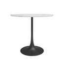 Jamesdar Kurv Steel 31.5" Cafe Table in White Marble & Black - Brand New
