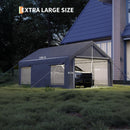 GARVEE 12X20 FT PORTABLE GARAGE CARPORT, 200 G PE CANOPY SHELTER - GRAY - Brand New