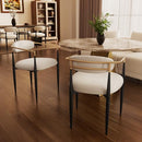 MORDEN FORT MODERN BOUCLE DINING CHAIR, WHITE ARMCHAIR SET OF 2 - WHITE - Brand New