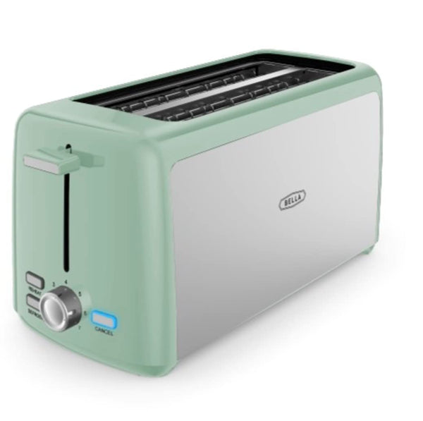BELLA 4 SLICE TOASTER LONG SLOT REMOVABLE TRAY 7 SHADING TA7402-UL - SAGE - Like New