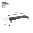 VonHaus 05/081 Large Curved Glass Monitor Stand - Adjustable Height - Black - Brand New
