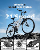 QARSWA 24/26" MOUNTAIN BIKE 21-SPEED SUSPENSION MTB WHEEL ASSEMBLY - WHITE - Brand New