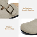 Xiakolaka Women's Suede Clogs Adjustable Buckle Slip on Footbed Clog Beige 7 - Like New