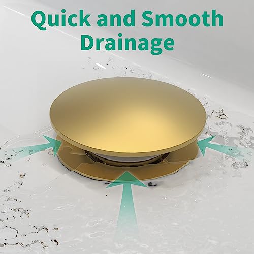 HEROBAI SINK DRAIN WITHOUT OVERFLOW, ANTI-CLUTTERING, NO OVERFLOW - BRUSHED GOLD - Like New