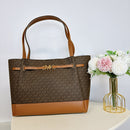 MICHAEL KORS REED LARGE BELTED LOGO TOTE - BROWN - Like New