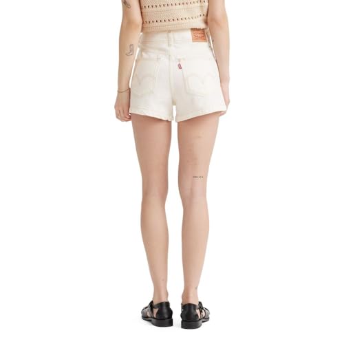 LEVI'S SIZE 27 WOMEN'S HIGH WAIST CONTRAST STITCH MOM SHORTS - ECRU ETHOS - Brand New