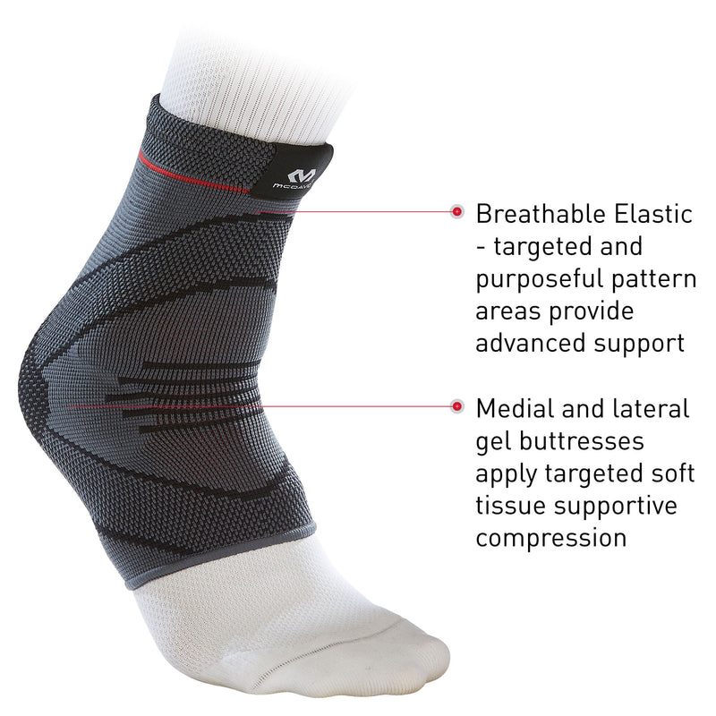 MCDAVID ANKLE COMPRESSION KNIT SLEEVE W/ GEL BUTRESSES, SMALL/MEDIUM - BLACK - Like New