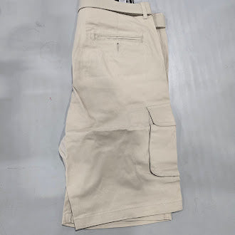 BLU ROCK MEN'S SLIM FIT STRETCH BELTED CARGO SHORTS - SIZE: MEN 38 - STONE - Brand New