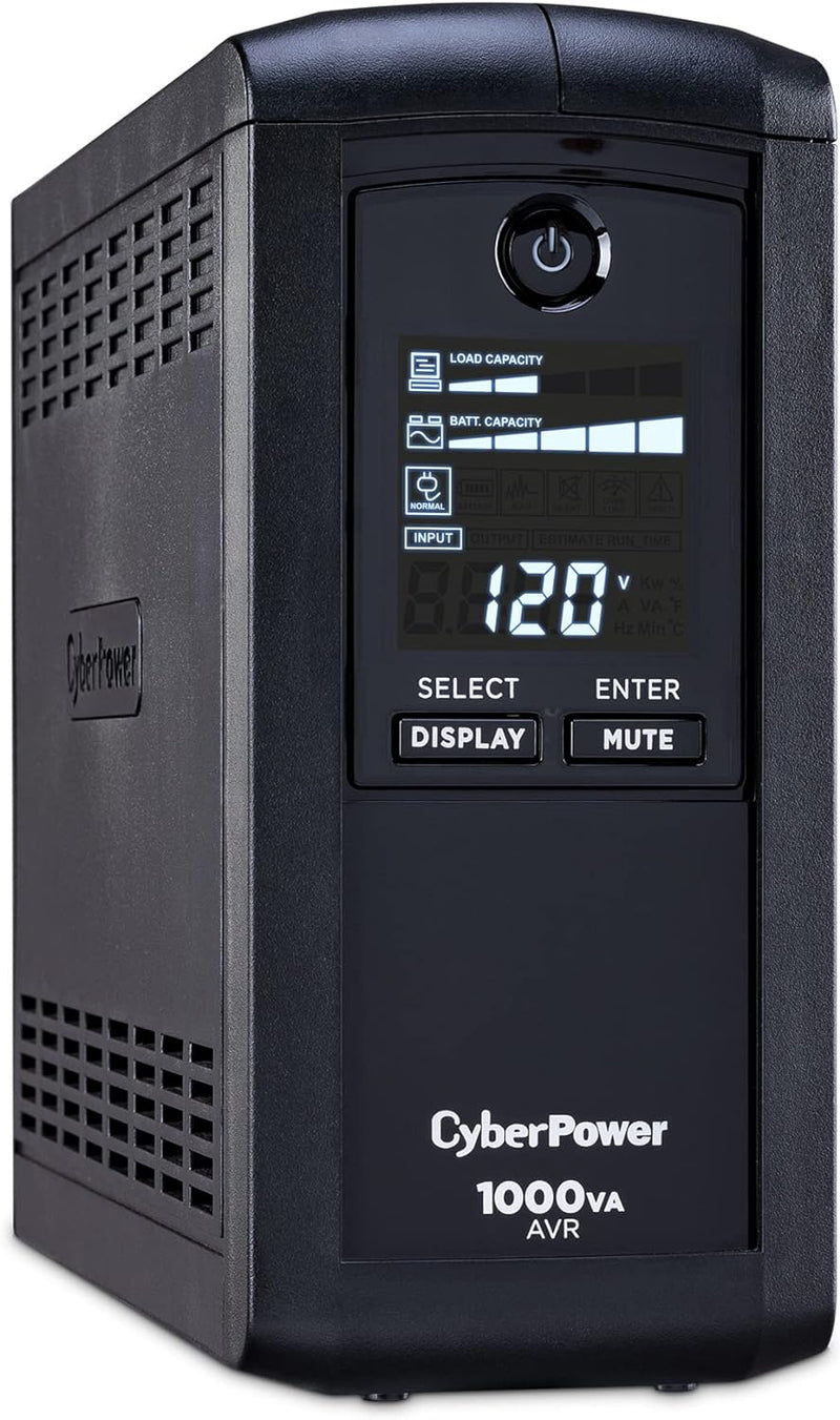 CyberPower Intelligent LCD UPS System, 1000VA/600W, Mini-Tower - Black Like New