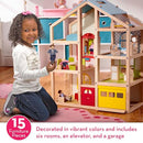 Melissa & Doug Hi-Rise Wooden Dollhouse With 15 pcs Furniture - Like New