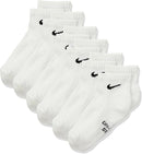NIKE KIDS' EVERYDAY CUSHIONED ANKLE SOCKS (6 PAIRS) - YOUTH XS - WHITE/BLACK - Brand New