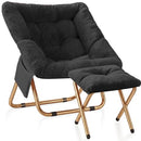 KASUNPUL COMFY SAUCER CHAIR FOLDABLE LIVING ROOM CHAIRS SOFT FAUX FUR - BLACK - Like New