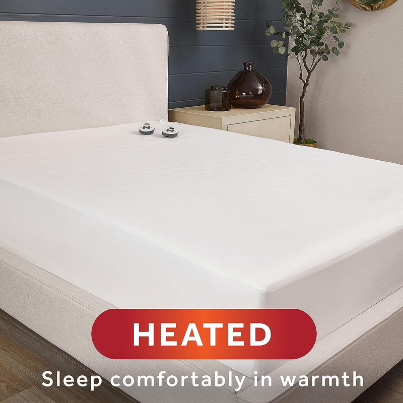 Sunbeam Restful Electric Heated Mattress Pad Queen Size 60" x 80" - White - Like New