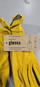 ETHEL GLOVES FOR GARDENING, SIMULATED LEATHER, BAMBOO SIZE: M - YELLOW BROWN - Like New