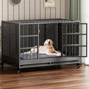 RERORD 48 Inch Heavy Duty Dog Crate with Wheels GL-PD-001-BLACK-48IN - Black - Like New