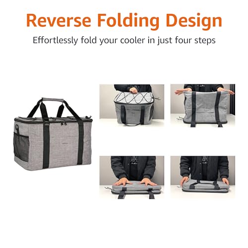 AMAZON BASICS SOFT INSULATED COOLER BAG, 50 CAN CAPACITY CY-CL2001 - GRAY - Like New