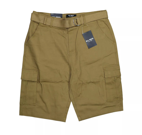 BLU ROCK NEW YORK 10" INSEAM CARGO POCKET W/BELT INCLUDED SHORTS MEN 36 - TIMBER - Brand New