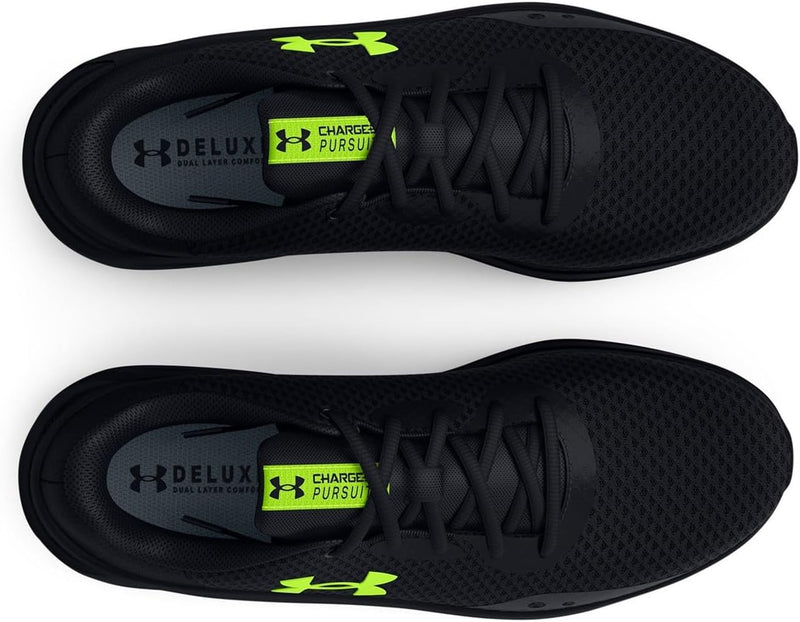 3024878 Under Armour Men's Charged Pursuit 3 Running Shoe Black/Lime Surge 7.5 - Like New
