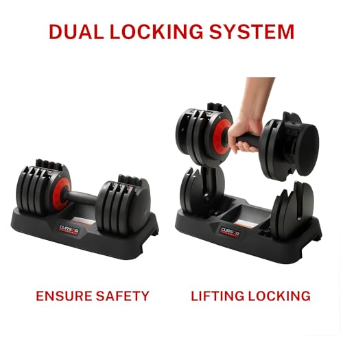 CURSOR FITNESS ADJUSTABLE DUMBBELLS, 5-IN-1 QUICK ADJUSTABLE WEIGHTS - BLACK/RED - Like New