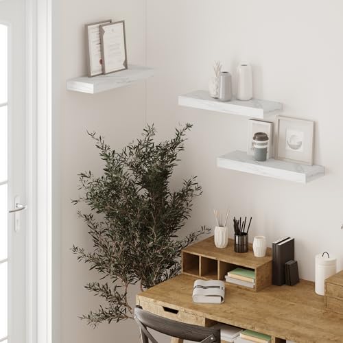 BAMEOS Floating Shelves, Wall Mounted Wooden Shelves with Invisible Brackets Like New