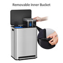 GARVEE 16 GALLON STAINLESS STEEL DUAL TRASH CAN REMOVABLE BASKETS - SILVER - Like New