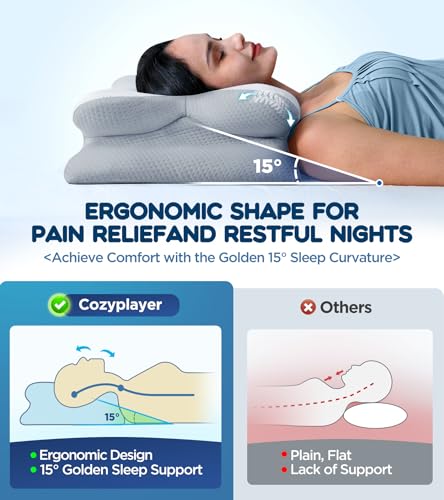 COZYPLAYER EFFECTIVE PAIN RELIEF CERVICAL NECK PILLOW FOR SLEEPING - WHITE - Like New