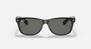 RAY BAN NEW WAYFARER CLASSIC 52-18 - BLACK FRAME/ GREEN LENS - Like New
