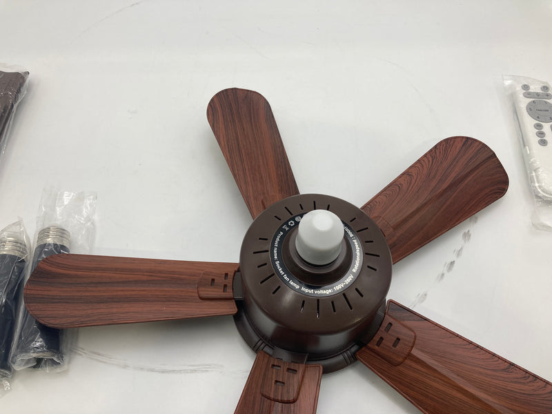 HIPAPPY 17" SOCKET FAN LIGHT WITH REMOTE AND 2 SOCKET EXTENDERS - BROWN - Like New
