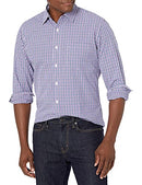 AMAZON ESSENTIALS LONG-SLEEVE CASUAL POPLIN MEN'S XX-LARGE BLUE PURPLE GINGHAM - Brand New
