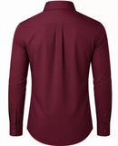 JAMES TAILOR MEN' SLIM FIT LONG SLEEVE STRETCH DRESS SHIRT - SIZE: M - BURGUNDY - Brand New