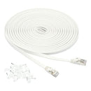 AMAZON BASICS RJ45 ETHERNET PATCH CABLE, FLAT, SNAGLESS, 30 FOOT - WHITE - Brand New